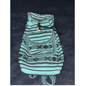 Teal and Black Boho Mini Backpack - Stylish & Compact